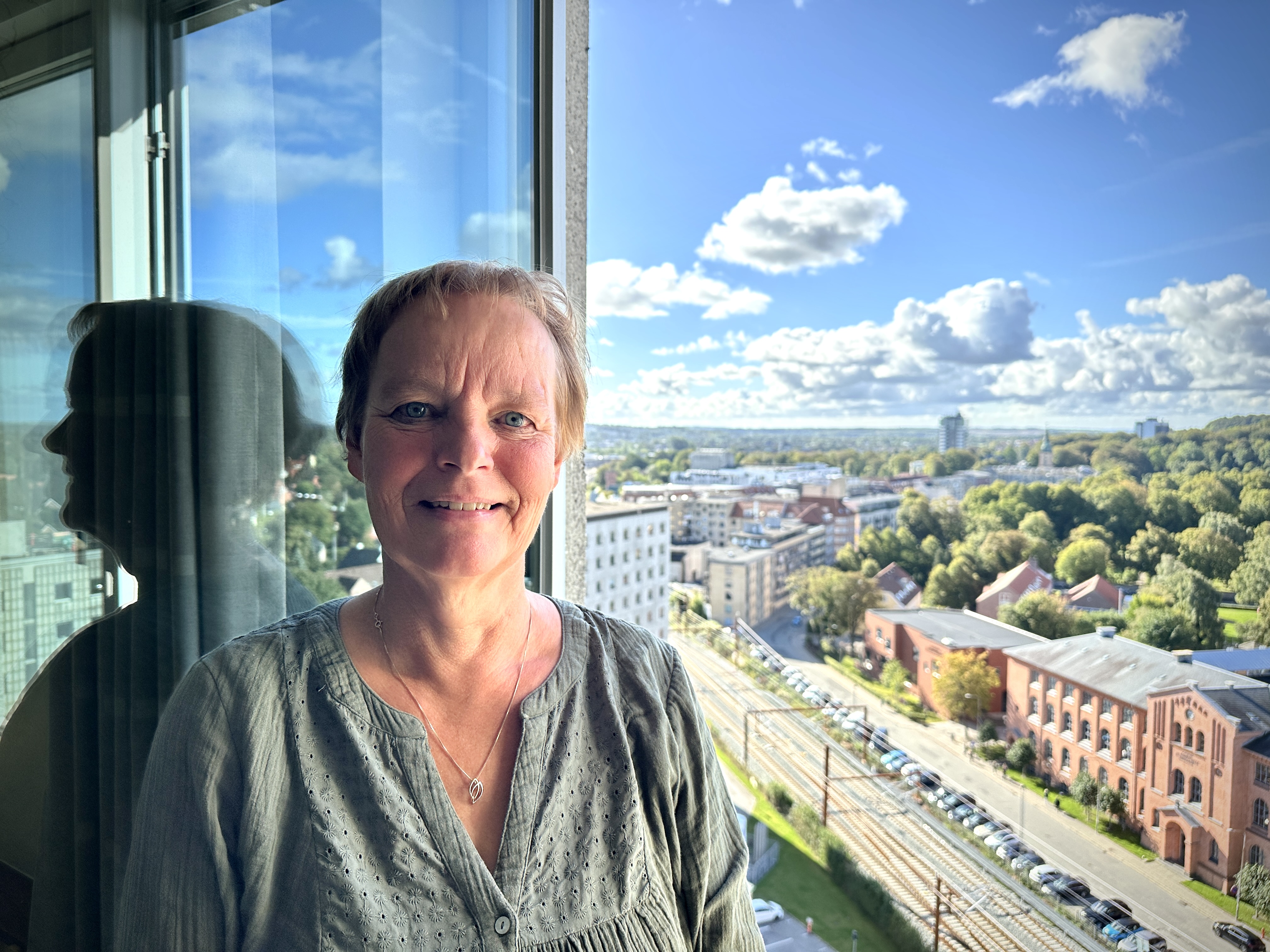 Kvinde i vinduesåbning